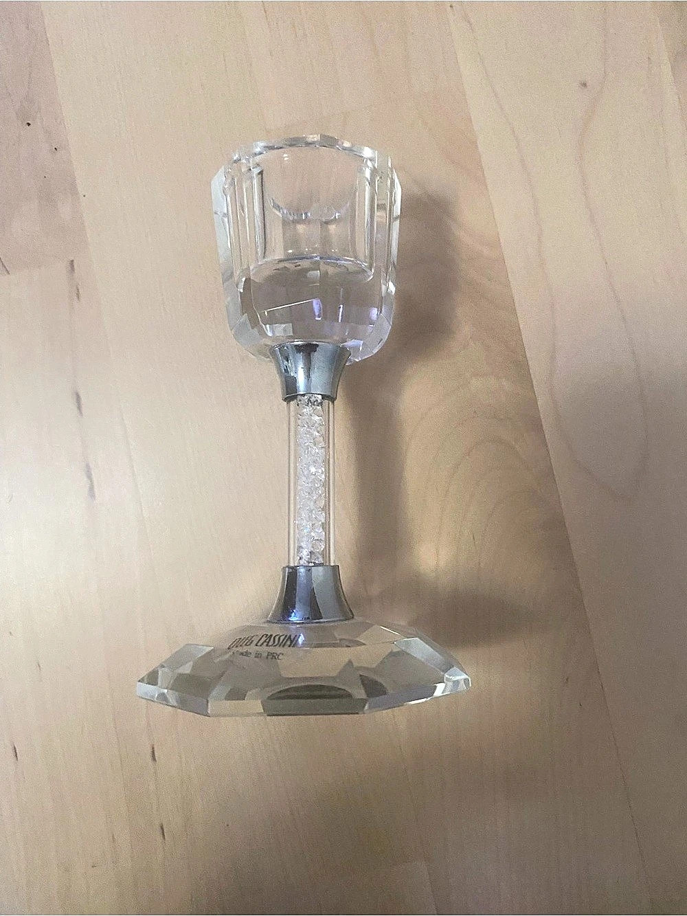 Oleg Cassini Crystal Rhinestone Stem Candle Holder Clear